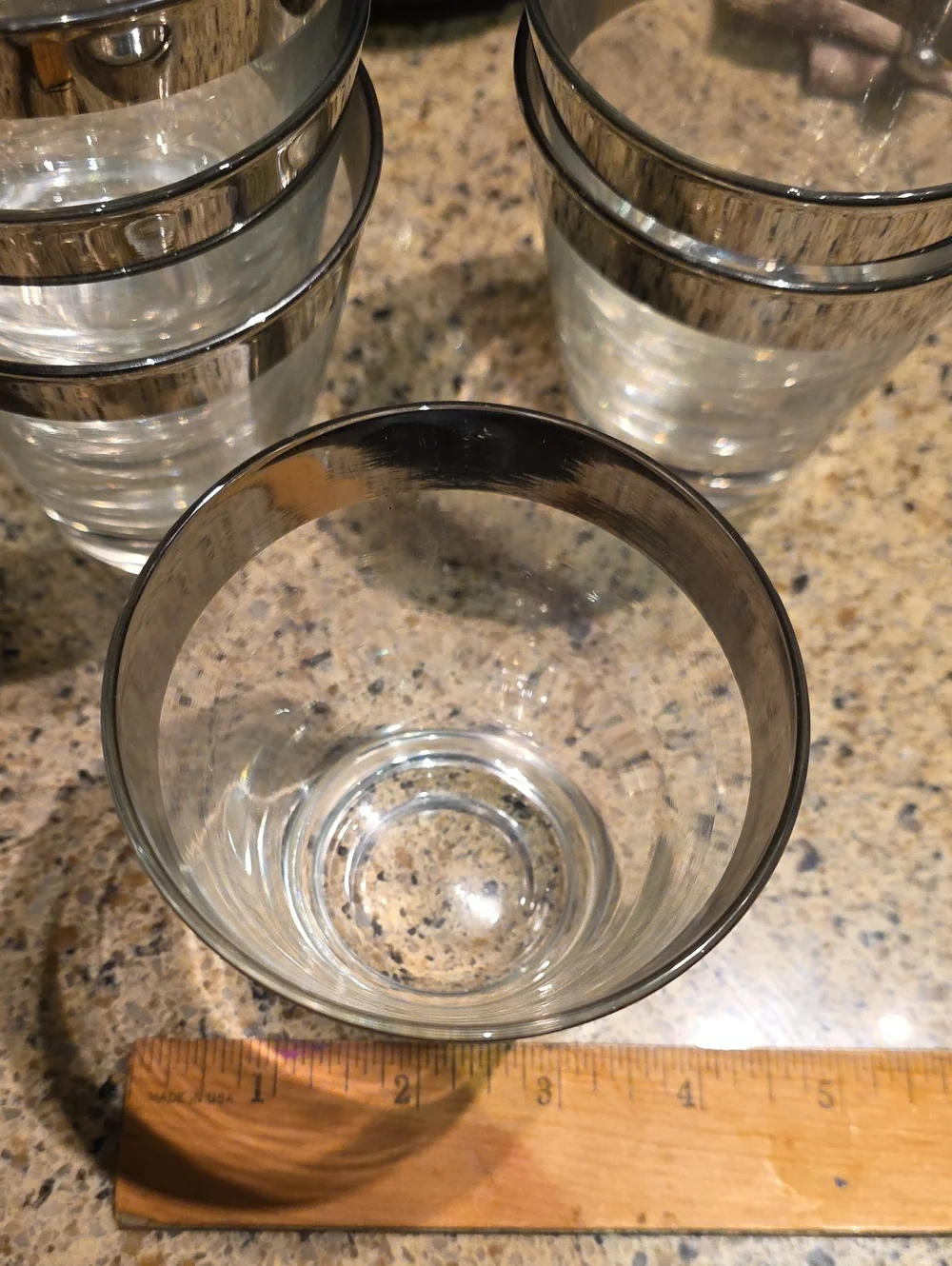 Clear Glass Tumbler Set - Smoke Rim Mcm Set Of 6